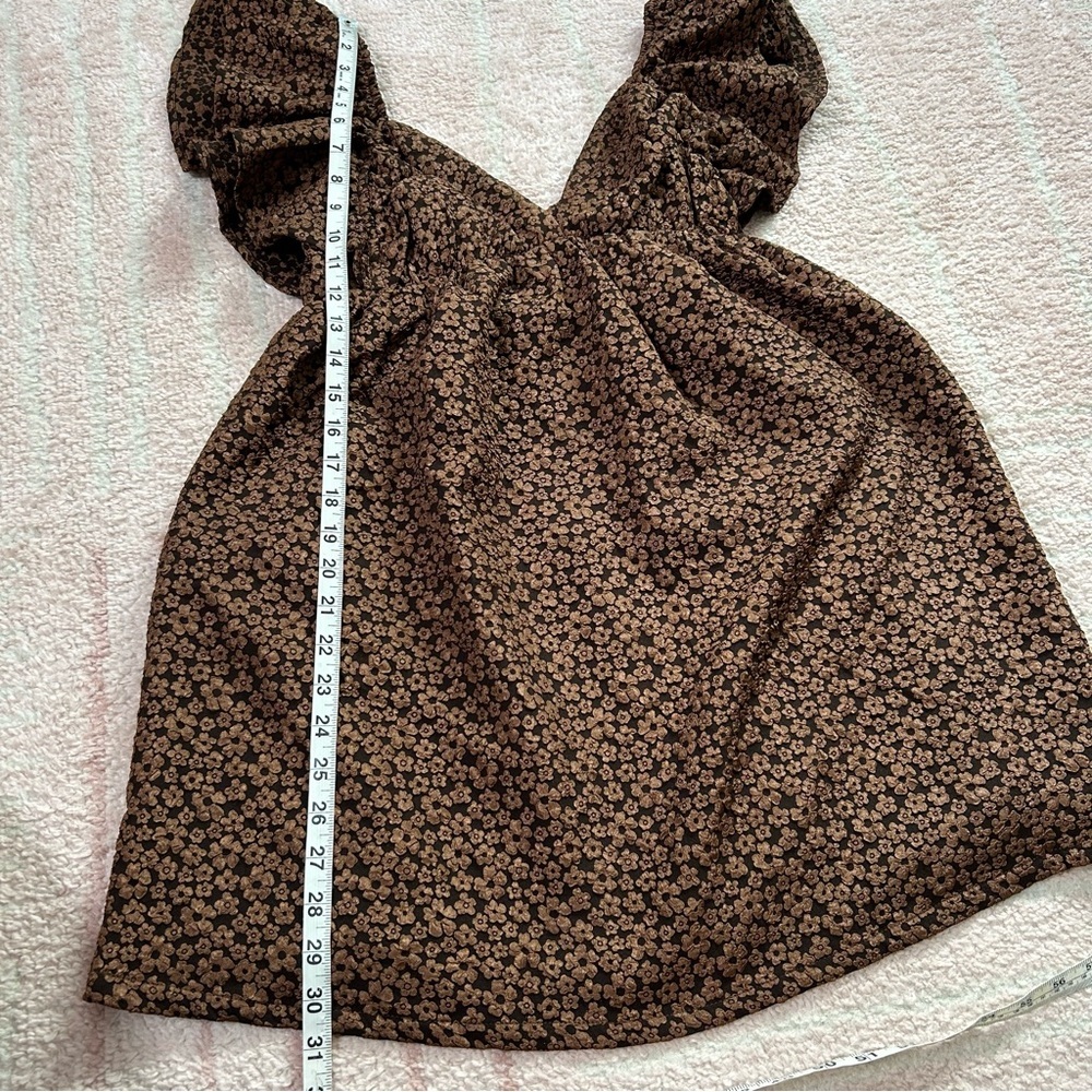 NWT Day + Moon Brown Floral Ruffle Babydoll Dress Size Small Autumn - Picture 9 of 11